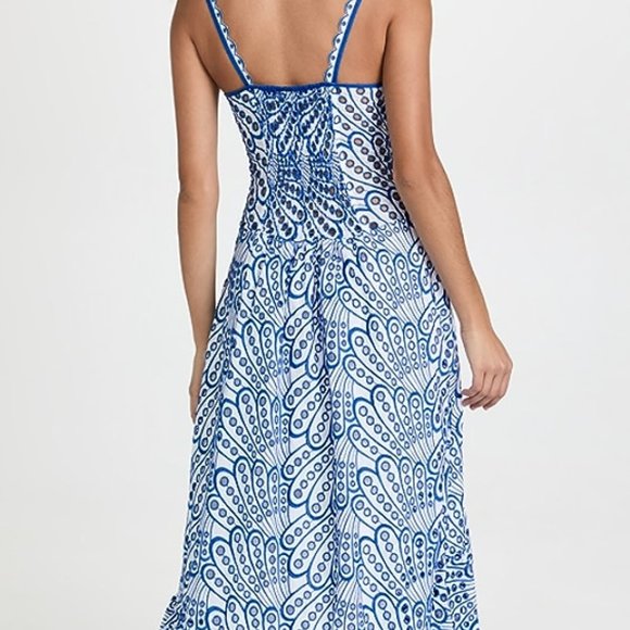 NWT Charo Ruiz Ibiza "IRENE" M Embroidered Crochet Lace Dress Cotton White Blue - Picture 6 of 11